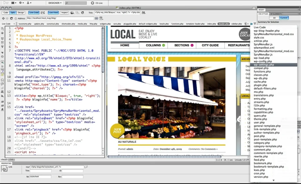 Пример формы, созданной в Dreamweaver